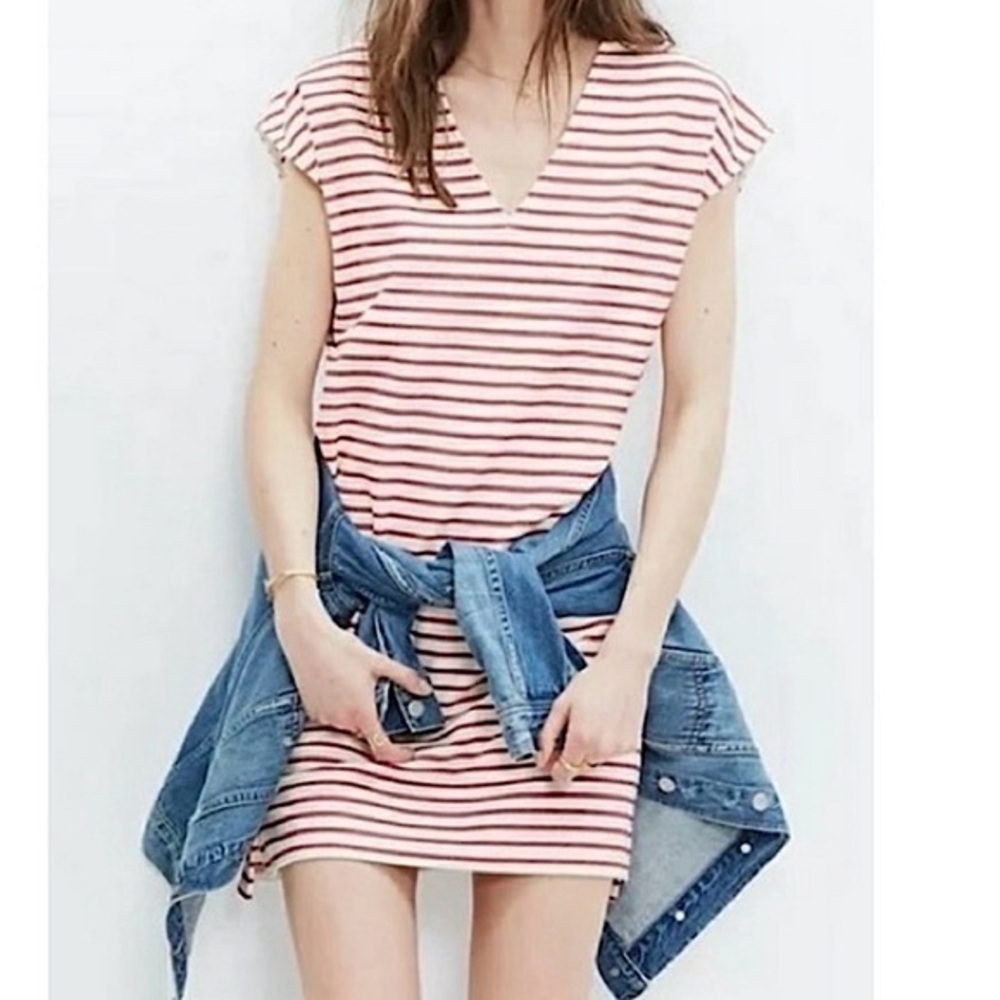 Madewell Red White Striped Dress Nautical Coastal